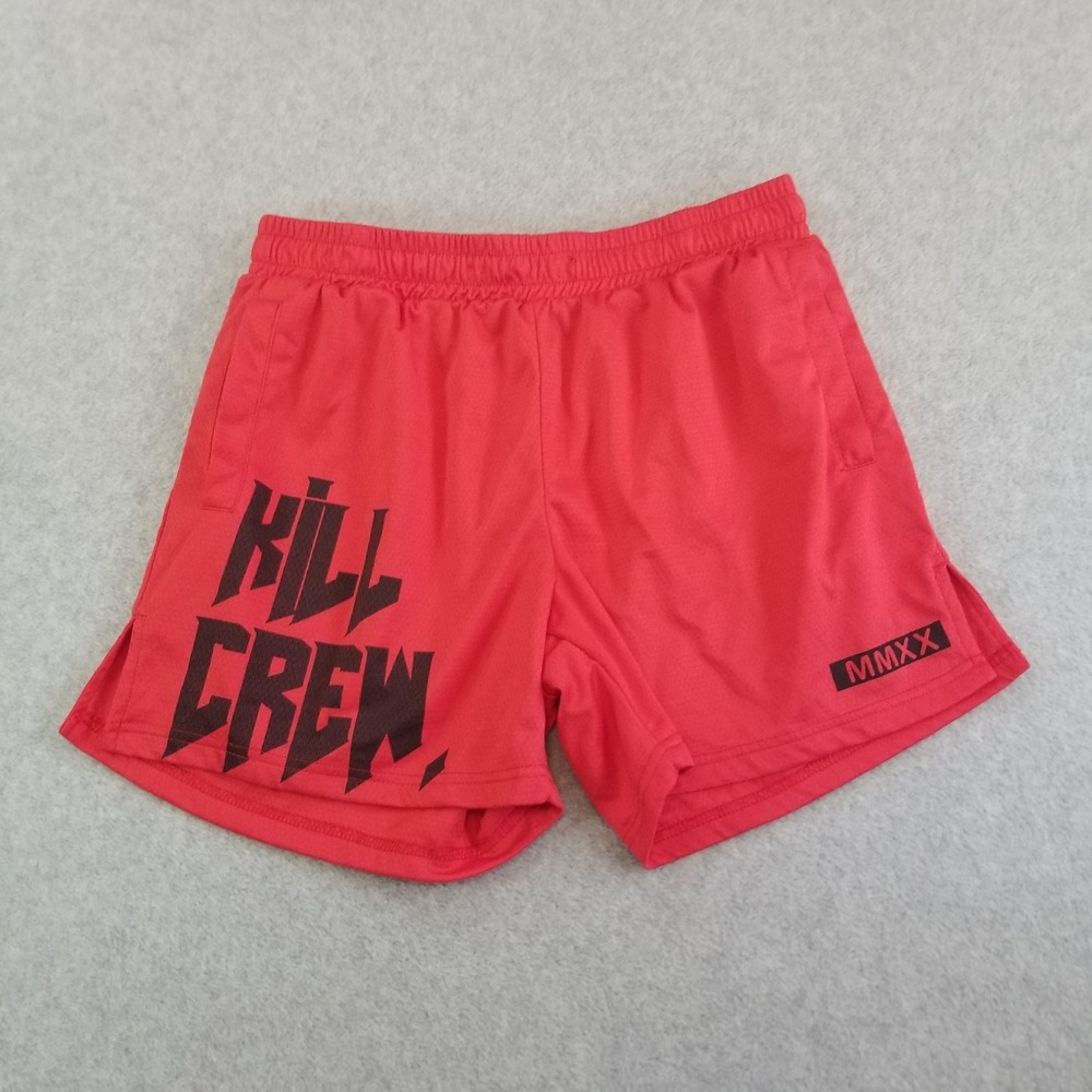 Kill Crew Shorts Mens Large Red Athletic Gym Workout MMA Boxing Mesh Muay Thai